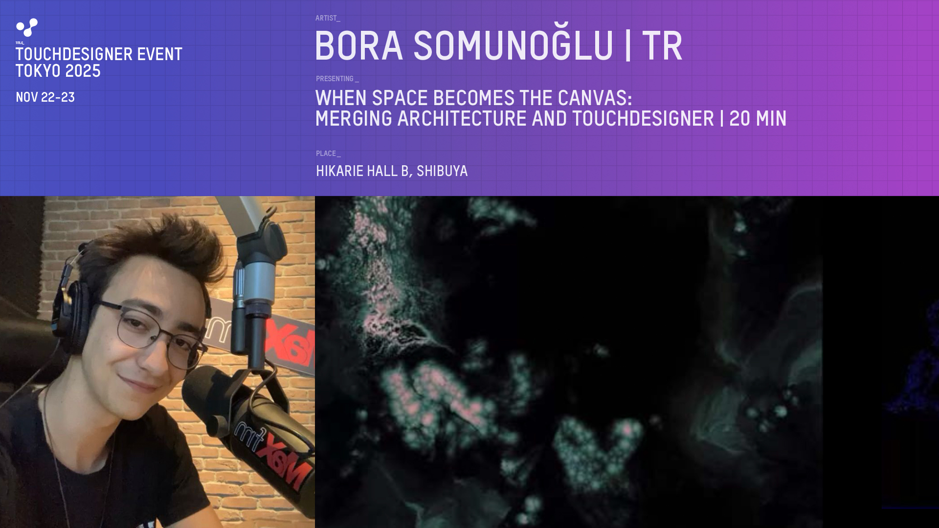 Bora Somunoğlu, from his TouchDesigner Tokyo speaker photograph